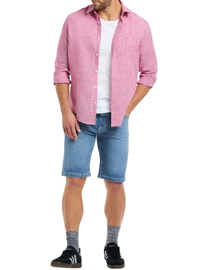 Freddie Linen Shirt in Magenta image 2