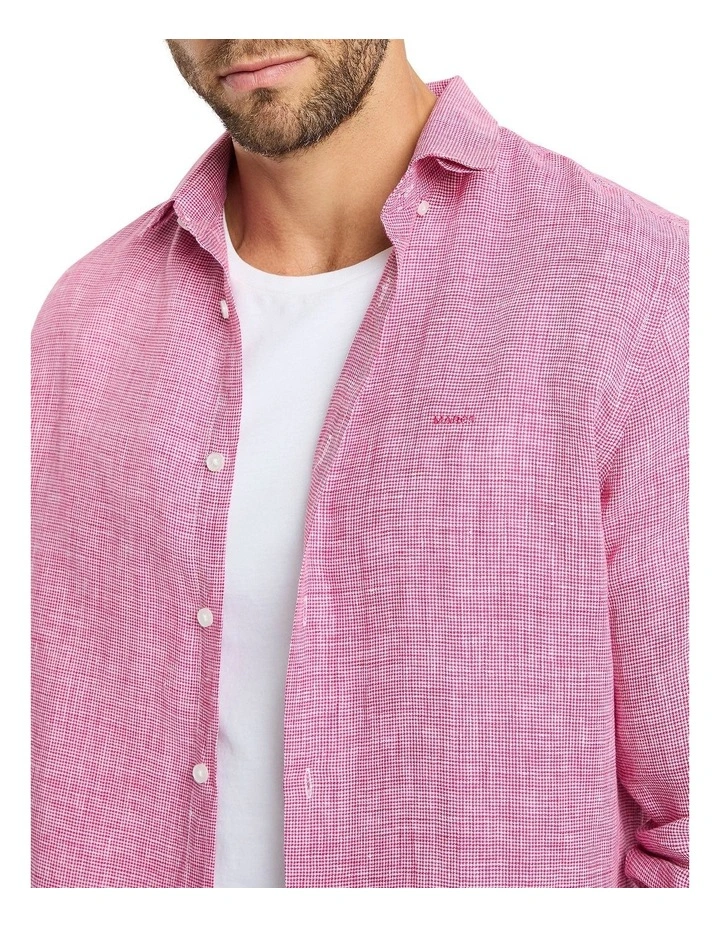 Freddie Linen Shirt in Magenta image 3