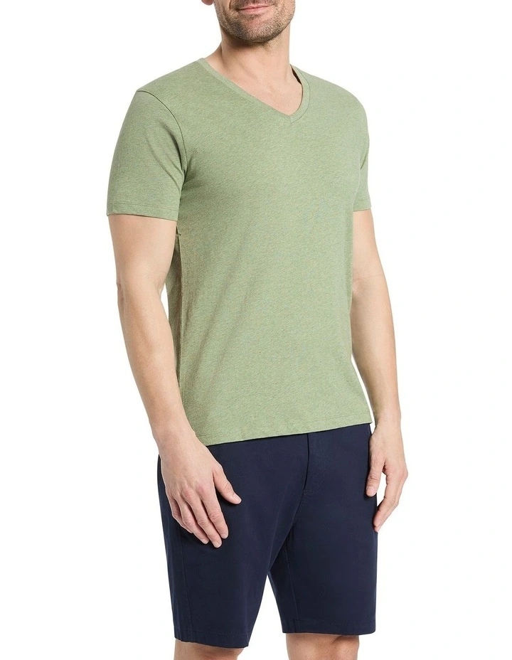 Arnie V-Neck T-shirt in Fern Marle image 1