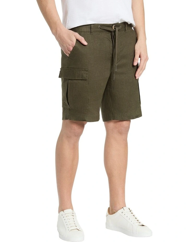 Lenny Linen Cargo Shorts in Jungle image 1