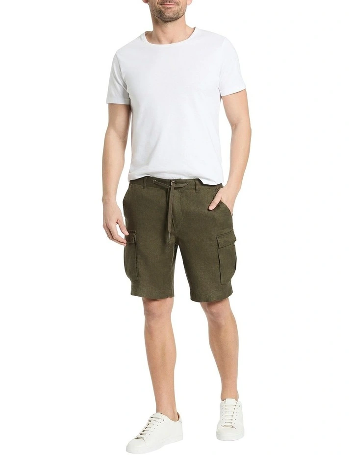 Lenny Linen Cargo Shorts in Jungle image 2