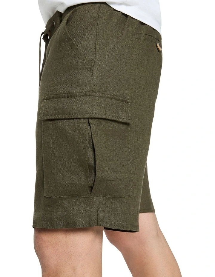 Lenny Linen Cargo Shorts in Jungle image 3