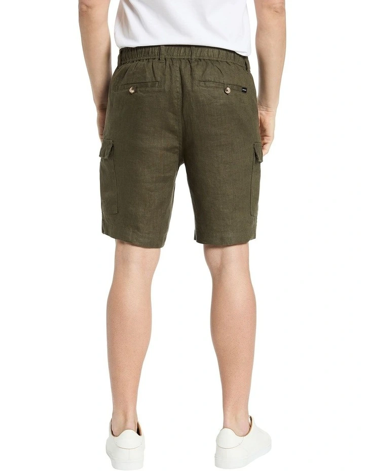 Lenny Linen Cargo Shorts in Jungle image 4
