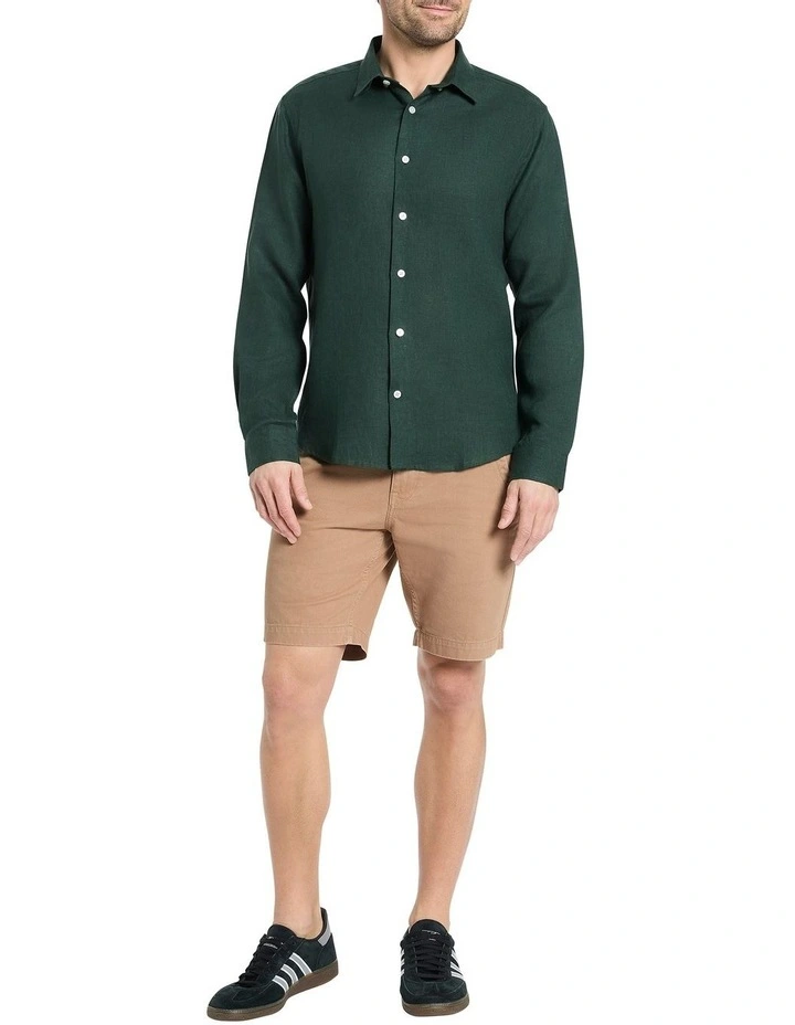 Felix Long Sleeve Linen Shirt in Forest image 2