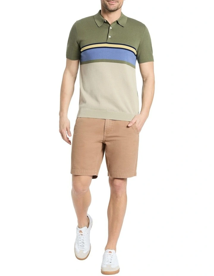 Jace Stripe Knit Polo Shirt in Jungle Multi image 1