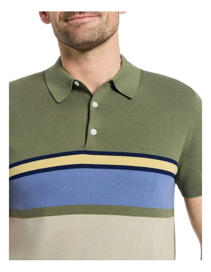 Jace Stripe Knit Polo Shirt in Jungle Multi image 3