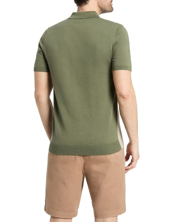 Jace Stripe Knit Polo Shirt in Jungle Multi image 4