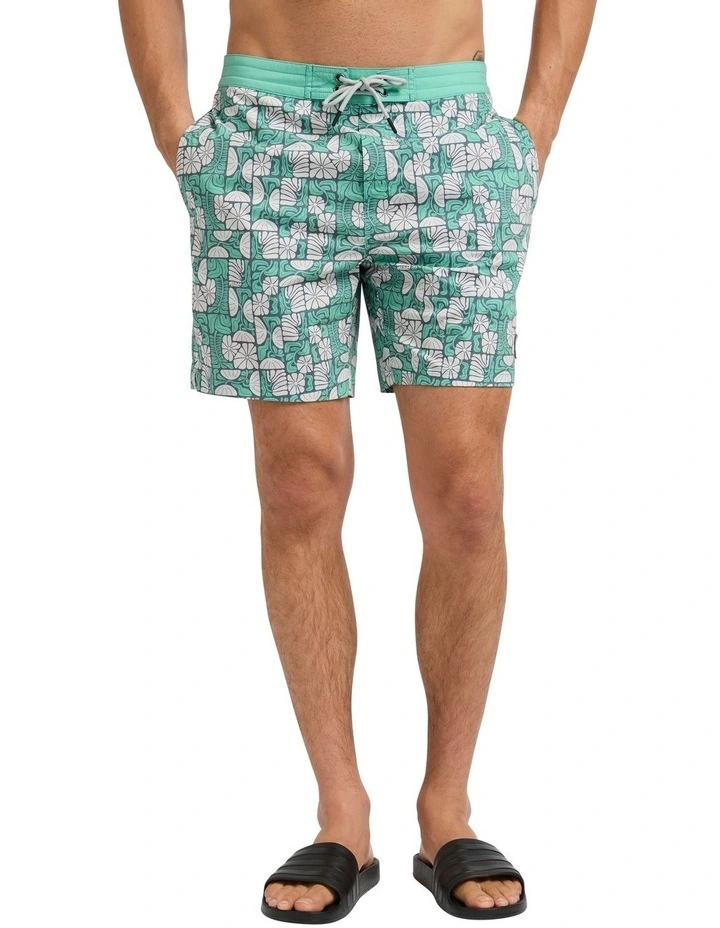 Flower Power Swim Short in Green Multi image 1