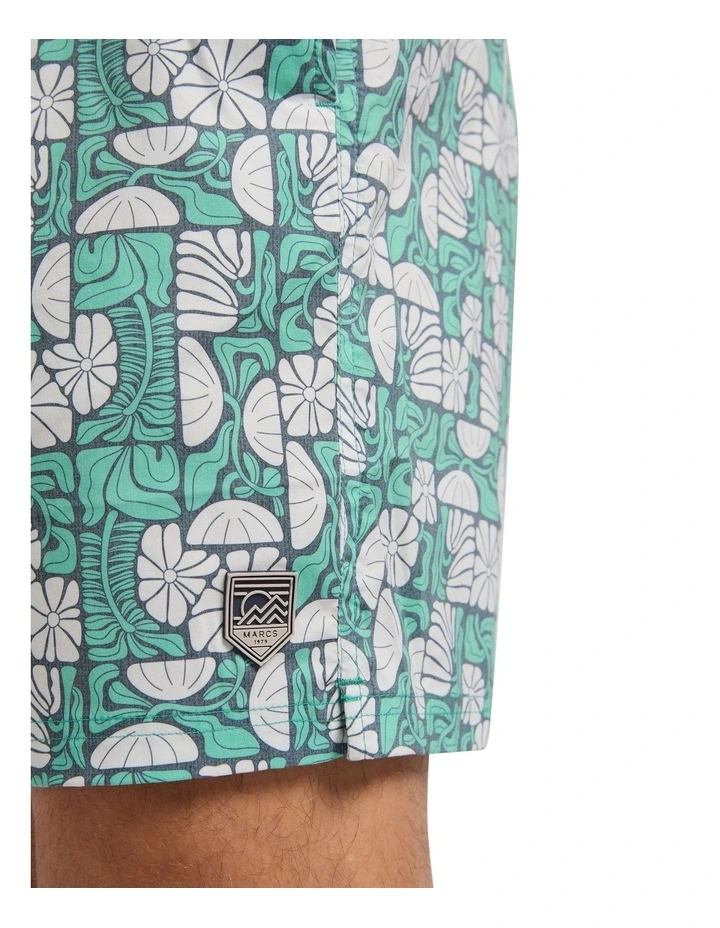 Flower Power Swim Short in Green Multi image 3