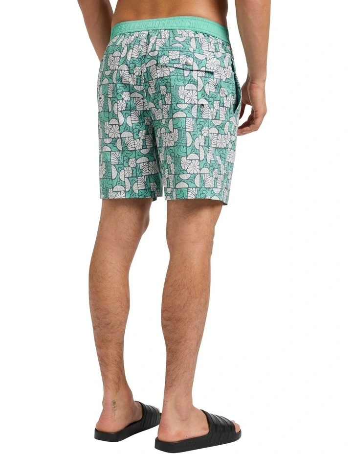 Flower Power Swim Short in Green Multi image 4