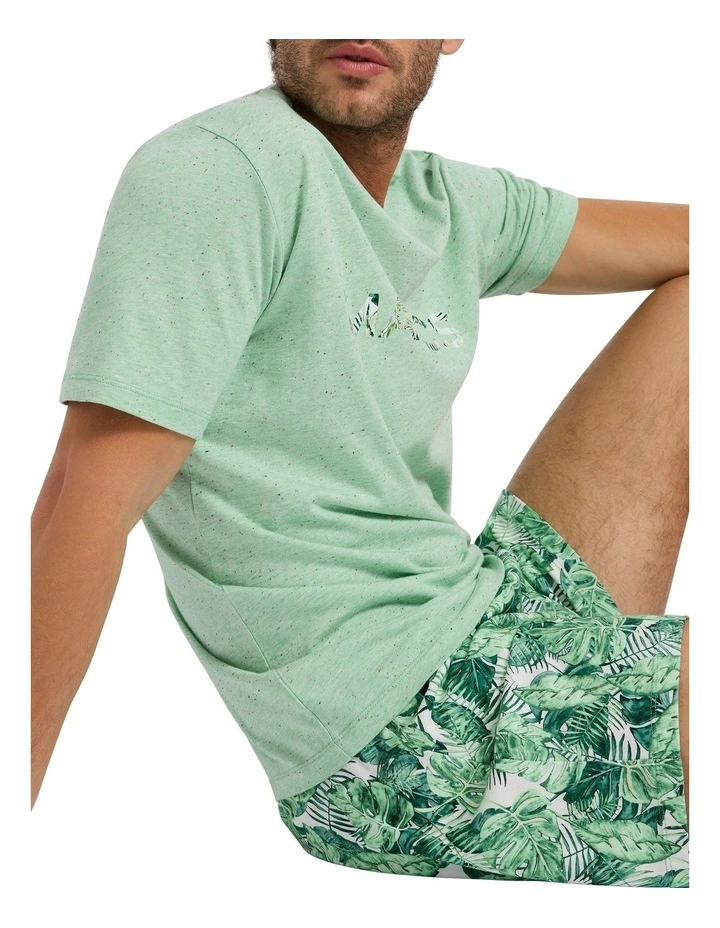 O Palms Night Pyjama Short Set in Green Multi image 3