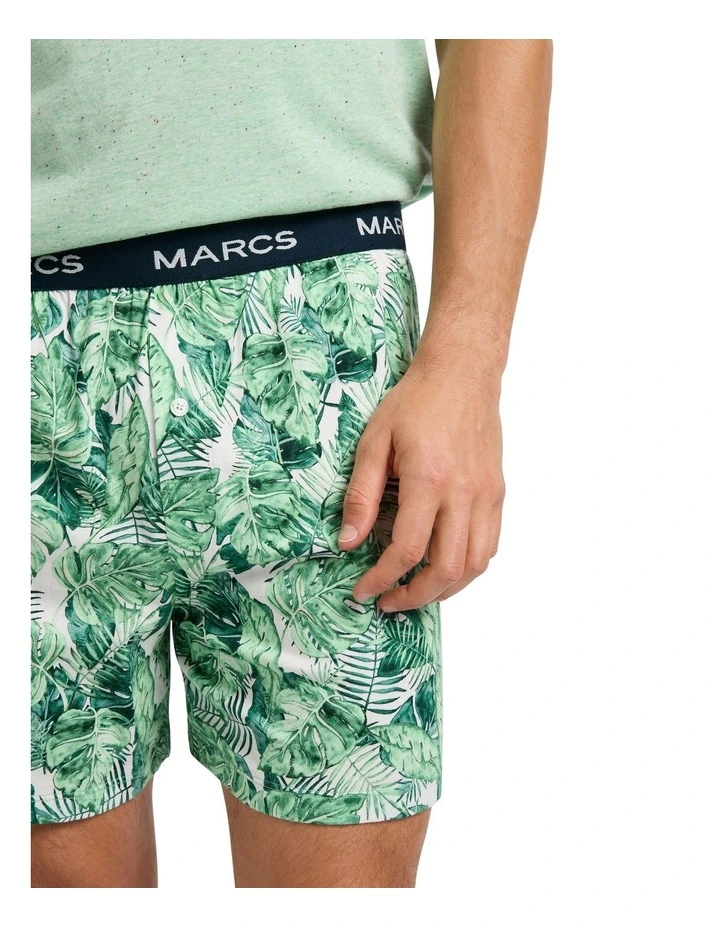 O Palms Night Pyjama Short Set in Green Multi image 4
