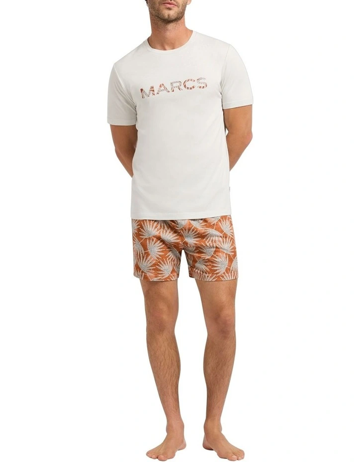 Frond-zone Pyjama Short Set in Red Multi image 1