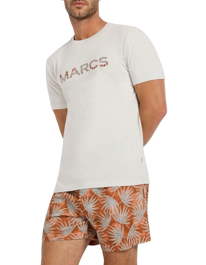 Frond-zone Pyjama Short Set in Red Multi image 2