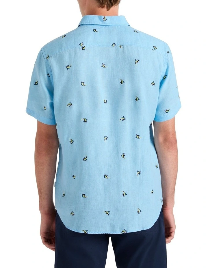 Finish Line Linen Shirt in Blue image 4