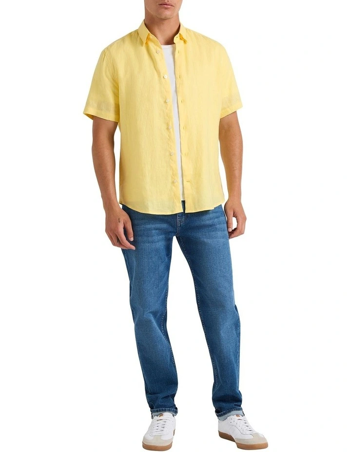 Felix Short Sleeve Linen Shirt in Lemonade image 2