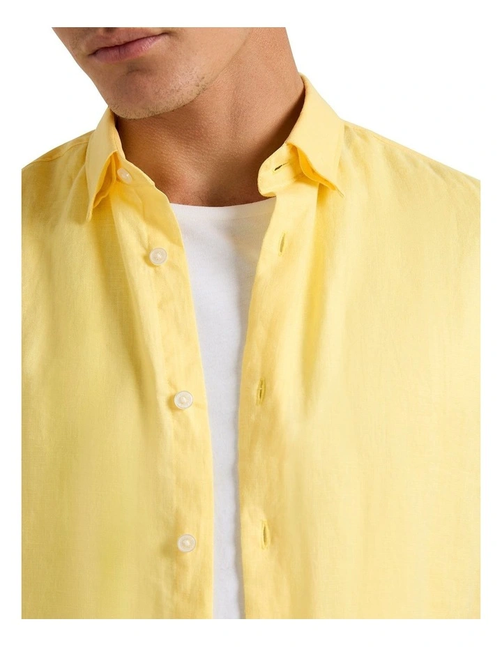 Felix Short Sleeve Linen Shirt in Lemonade image 3