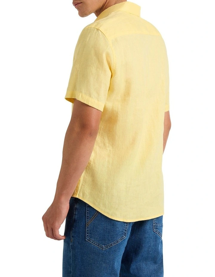 Felix Short Sleeve Linen Shirt in Lemonade image 4