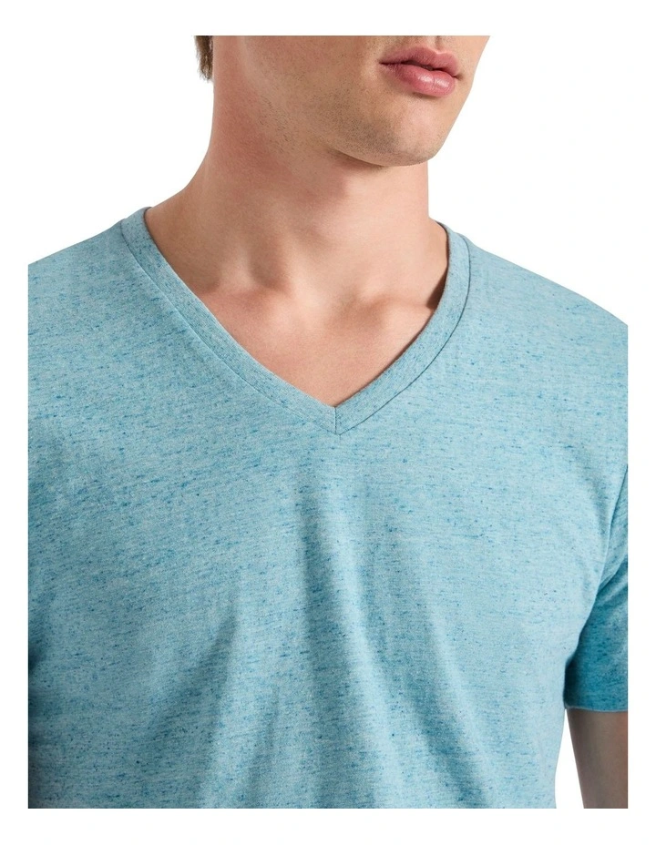 Arnie V Neck Tee in Poolside Marle image 3