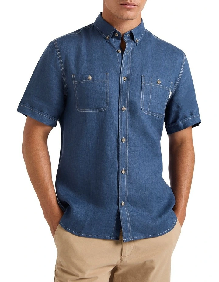 Barry Linen Shirt in Deep Blue image 2