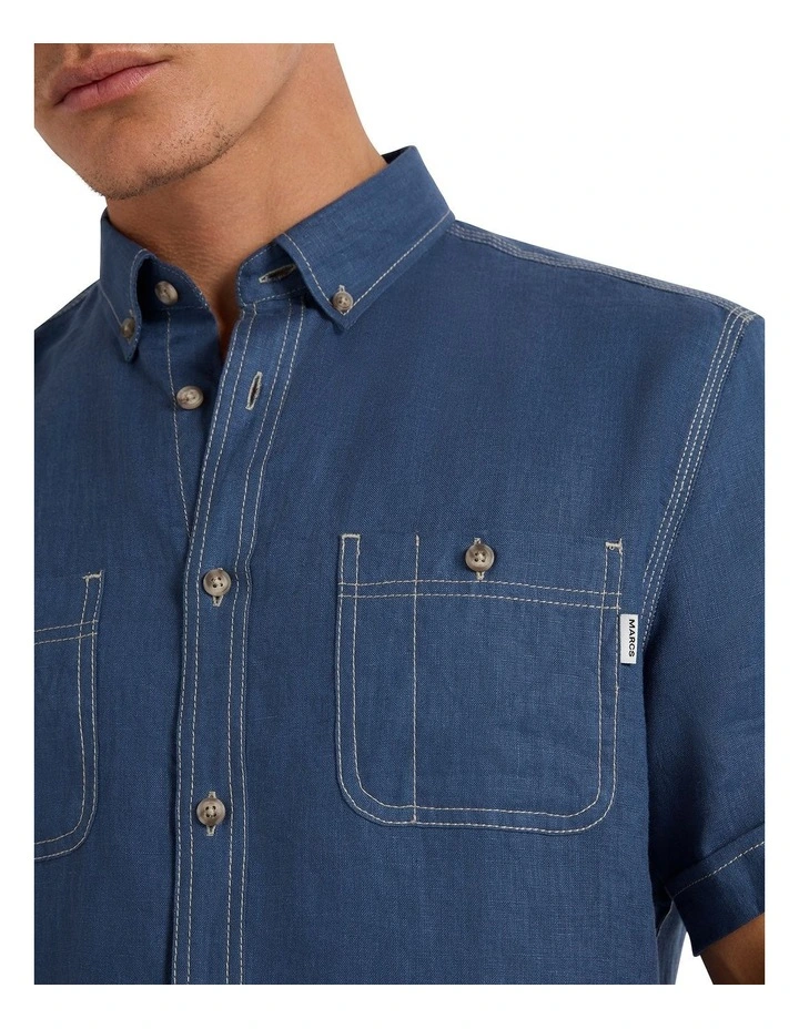 Barry Linen Shirt in Deep Blue image 3