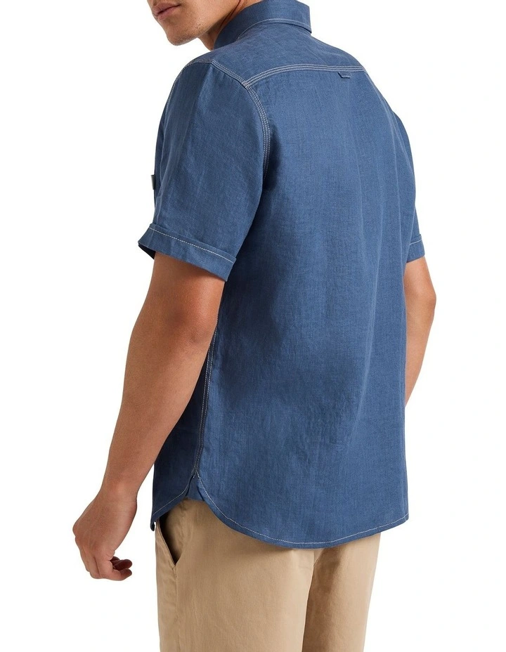 Barry Linen Shirt in Deep Blue image 4