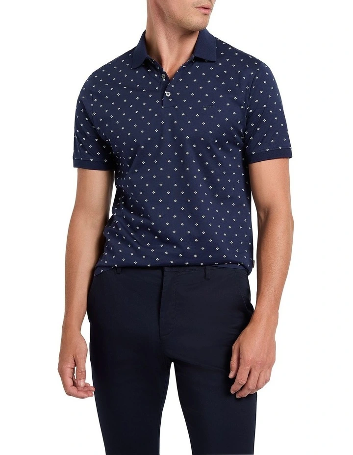 Kei Mercerized Polo Shirt in Navy Multi image 2