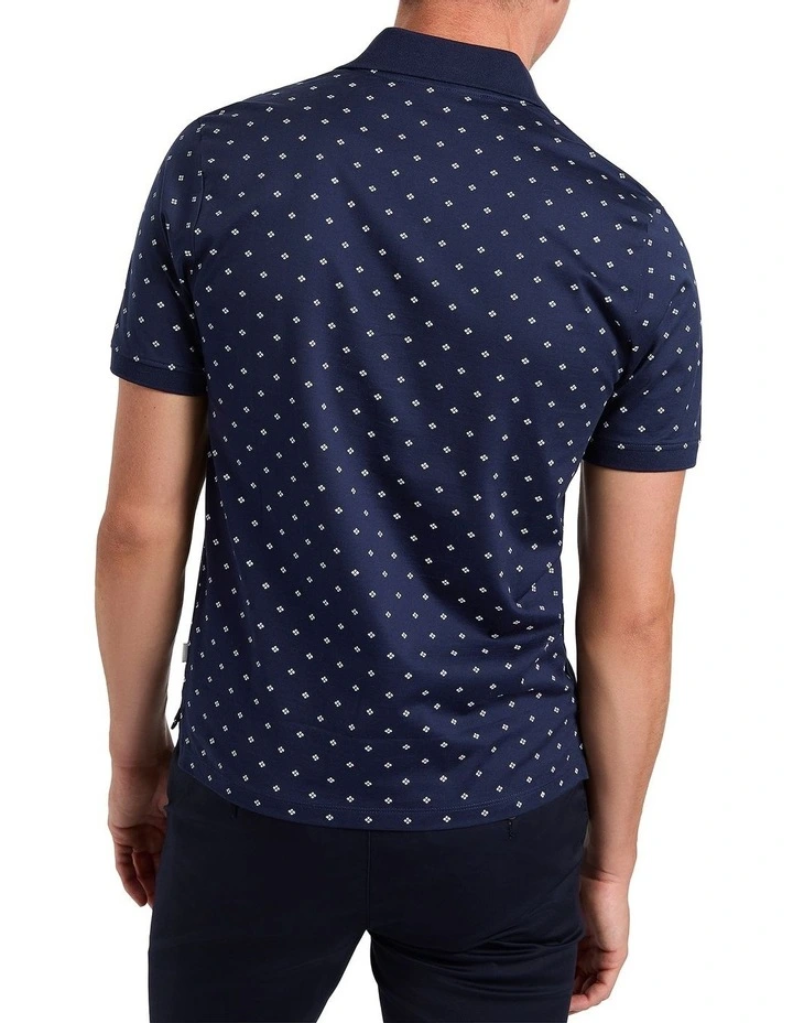 Kei Mercerized Polo Shirt in Navy Multi image 3