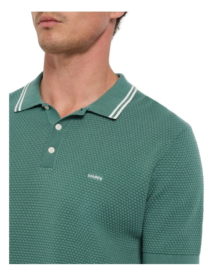Luca Knit Polo Shirt in Sea Pine image 4