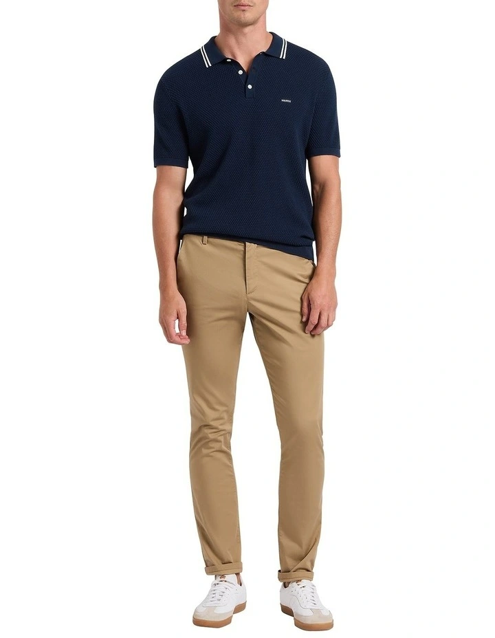 Luca Knit Polo Shirt in Navy image 2