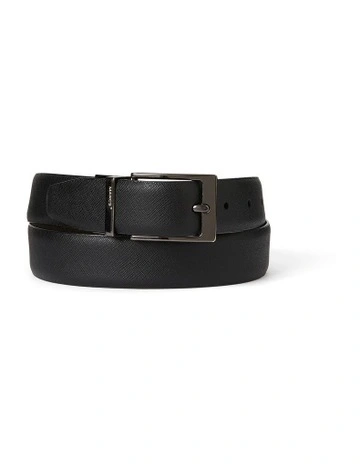 Oden Reversible Leather Belt in Black