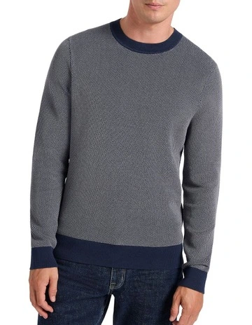 Conrad Seed Stitch Knit Top in Navy Multi