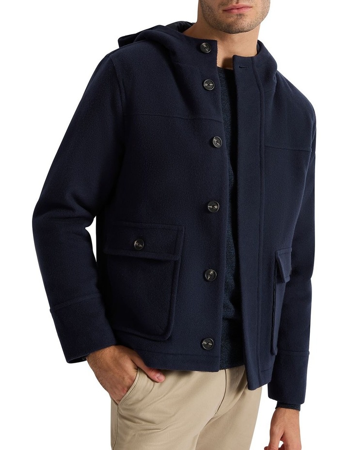 Caleb Wool Blend Jacket in Navy