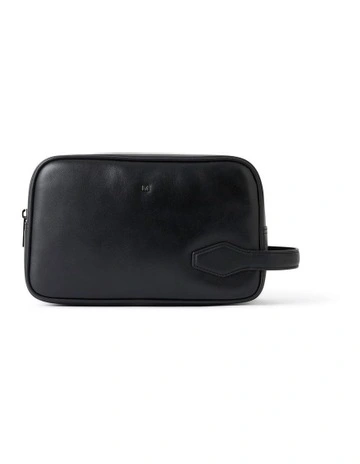 Ruben Leather Washbag in Black