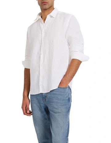 Felix Long Sleeves Linen Shirt in White