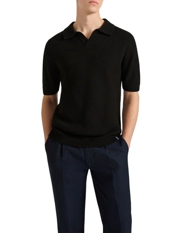 Lawson Knit Polo in Black
