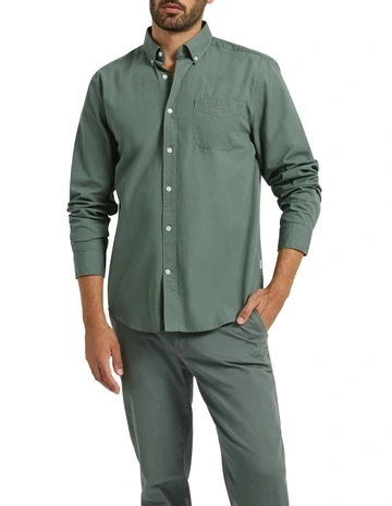 Sam Cotton Poplin Shirt in Balsam Green
