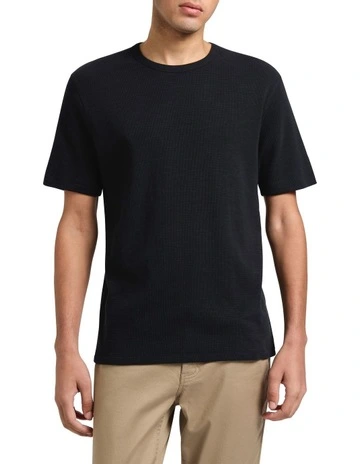 Austin Cotton Waffle Tee in Black