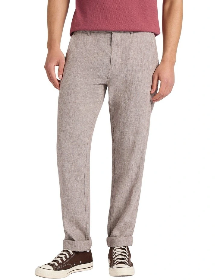 Tobias Linen Stripe Pant in Brown Stripe image 2