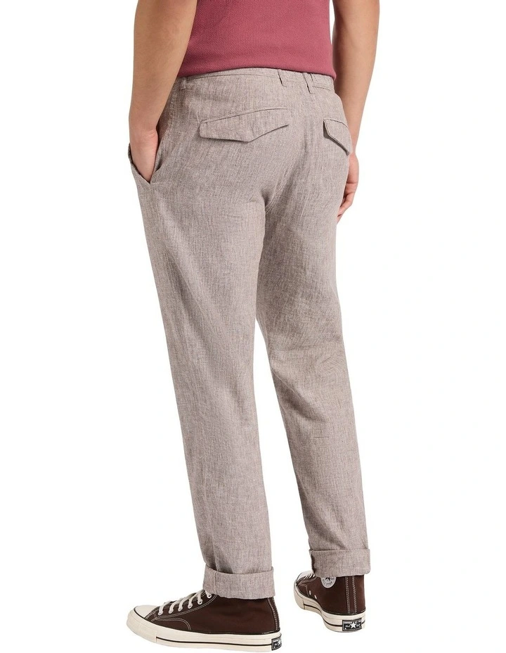 Tobias Linen Stripe Pant in Brown Stripe image 3