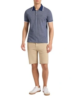 Watson Cotton Jacquard Polo in Navy