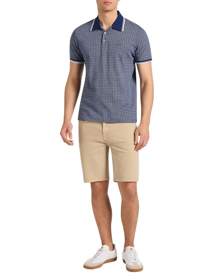 Watson Cotton Jacquard Polo in Navy image 1