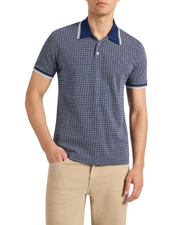 Watson Cotton Jacquard Polo in Navy image 2
