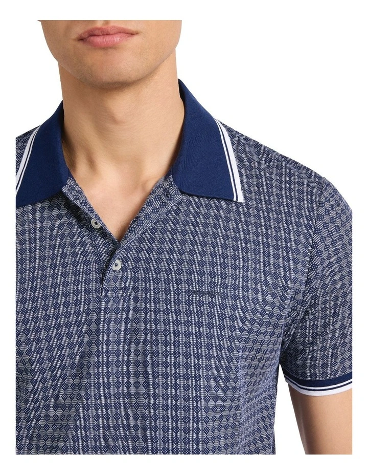 Watson Cotton Jacquard Polo in Navy image 3