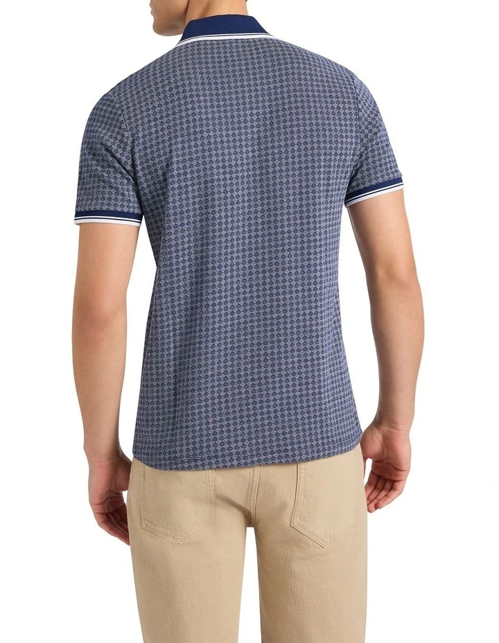 Watson Cotton Jacquard Polo in Navy image 4