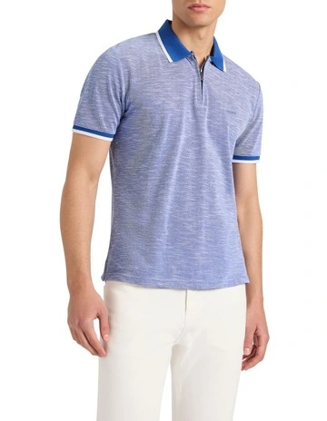 Robert Mercerised Cotton Polo in Cobalt Blue