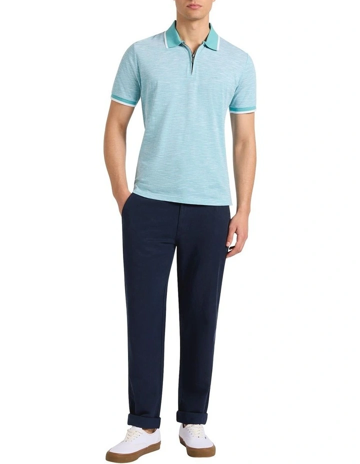 Robert Mercerised Cotton Polo in Teal Green image 1