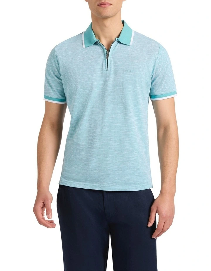 Robert Mercerised Cotton Polo in Teal Green image 2