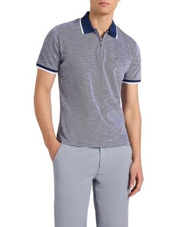 Robert Mercerised Cotton Polo in Navy