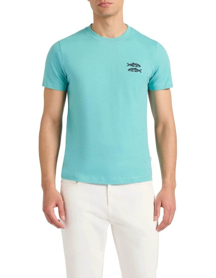Fish Impressions Tee in Teal Green image 2
